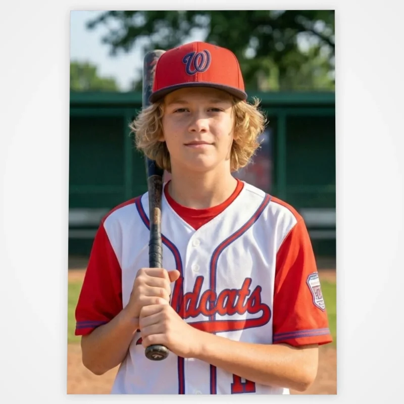 image of a 7x10 print of a little league player